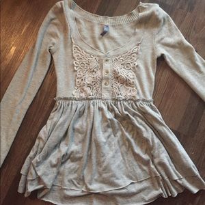 Free People Knit Peplum Top with Lace Detail